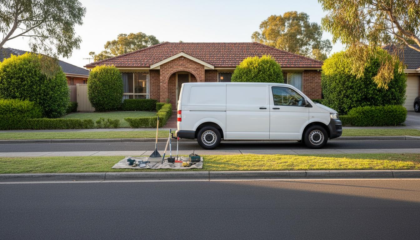 The Garden Custodian van parked outside a suburban home
