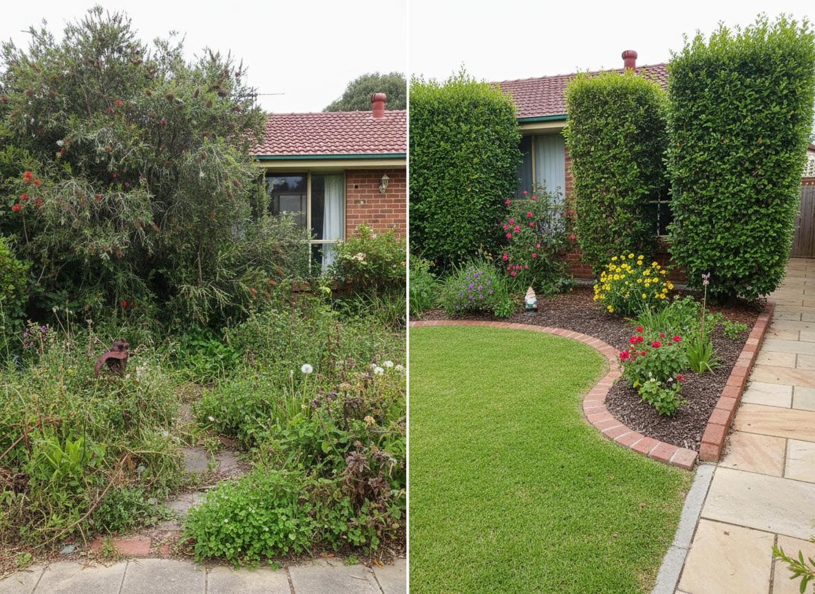Overgrown garden brought back into shape