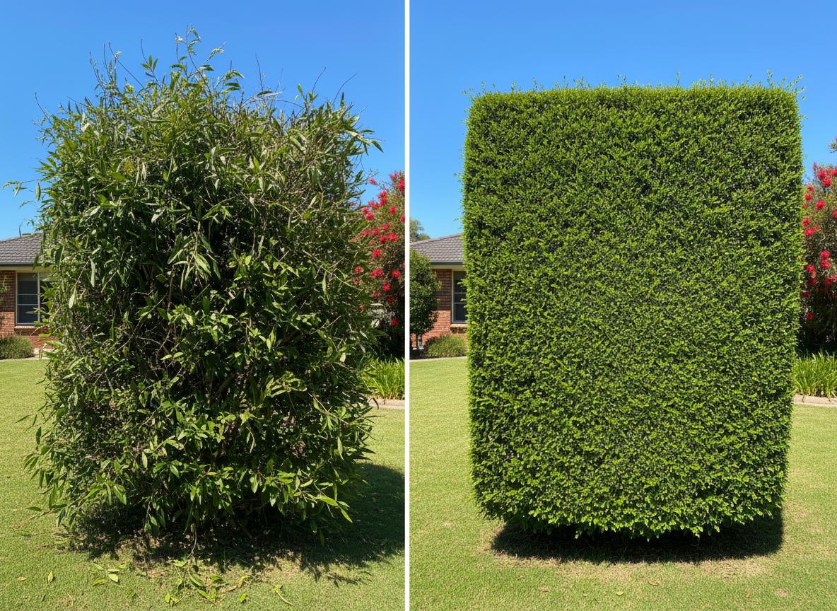 Hedge trimmed clean and sharp